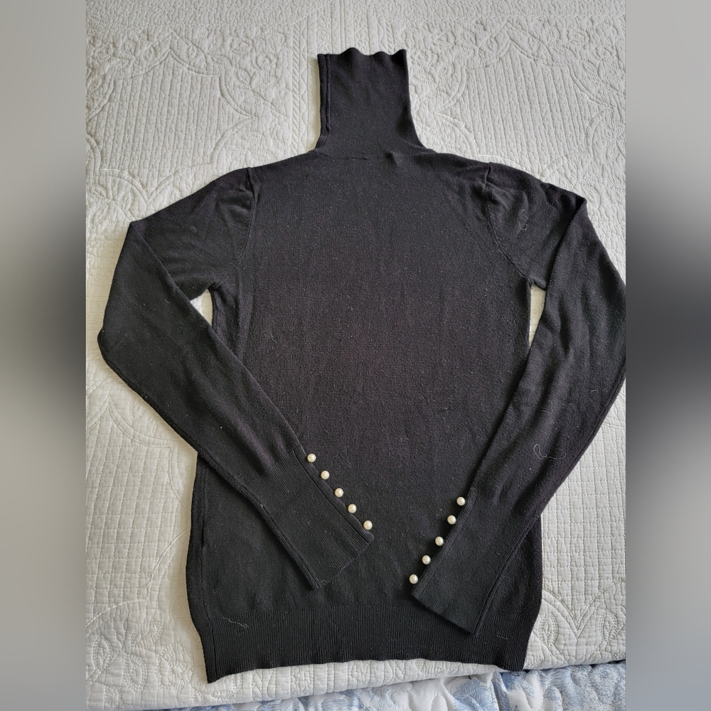 Zara Black Sweater with Pearl Accents Size Small